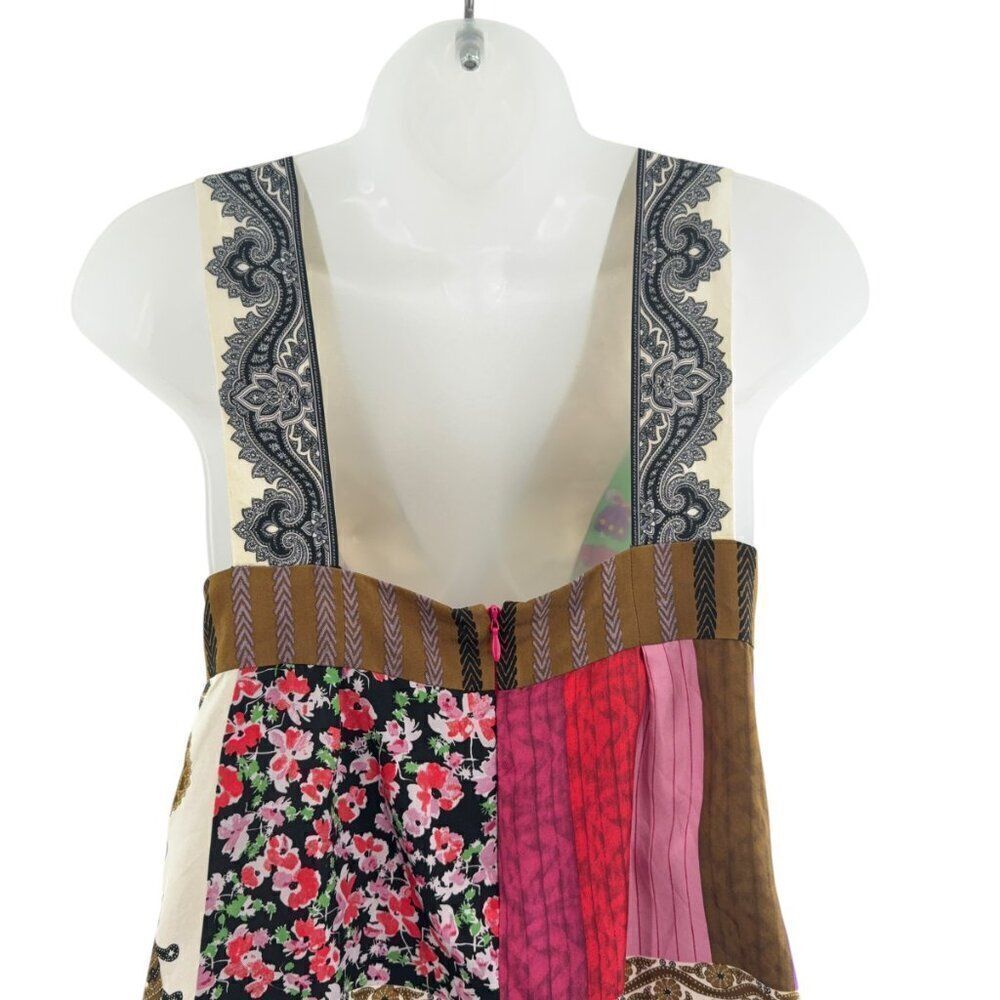 Etro Babydoll tank Top 100% Silk Patchwork Multicolor Back Zip Size 38 - Picture 8 of 11